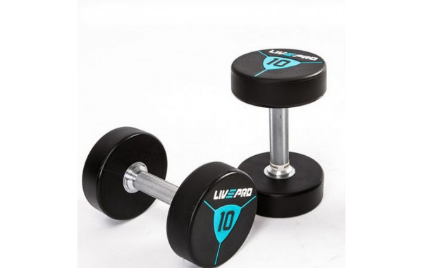 Гантели в уретане 32 кг Live Pro Premium Urethane Dumbbells LP8000-32 600_380