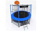 Батут i-Jump Classic Basket 16FT 488 см с нижней сетью и лестницей синий