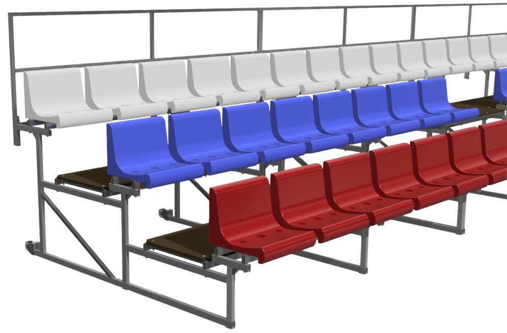 Трибуна трехрядная 170 мест мобильная (пластик.сиденья триколор) ФСИ 6525 1000_658