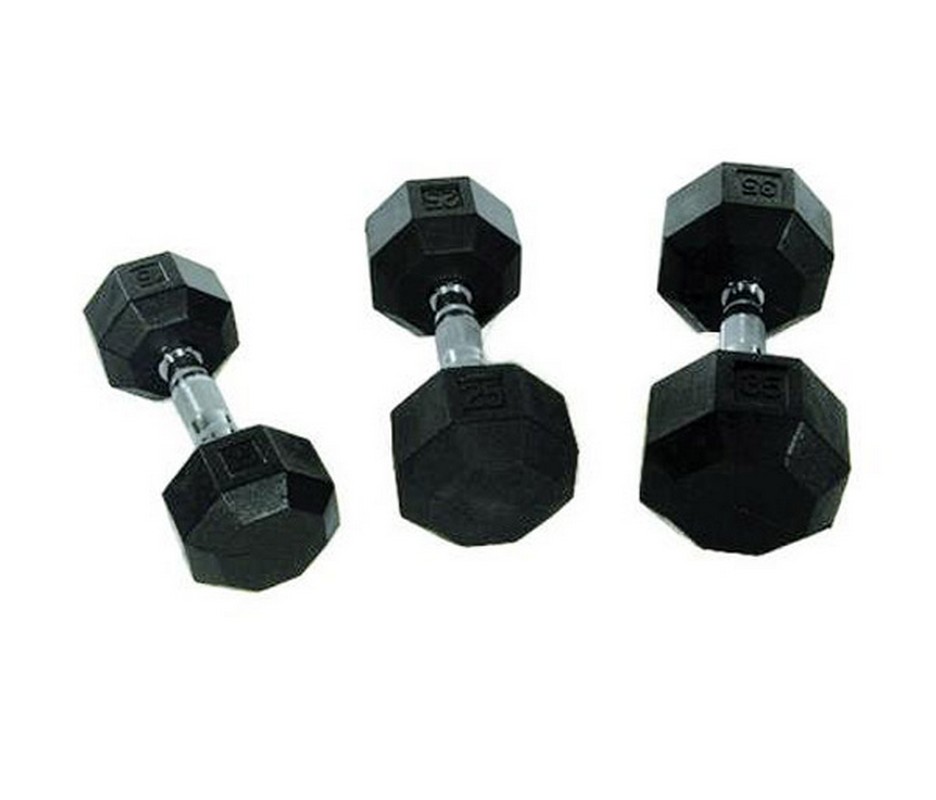 Гантель 22,5кг Perform Better Rubber Encased Hex Dumbbells 4137-22.5\BK-22-00 936_800