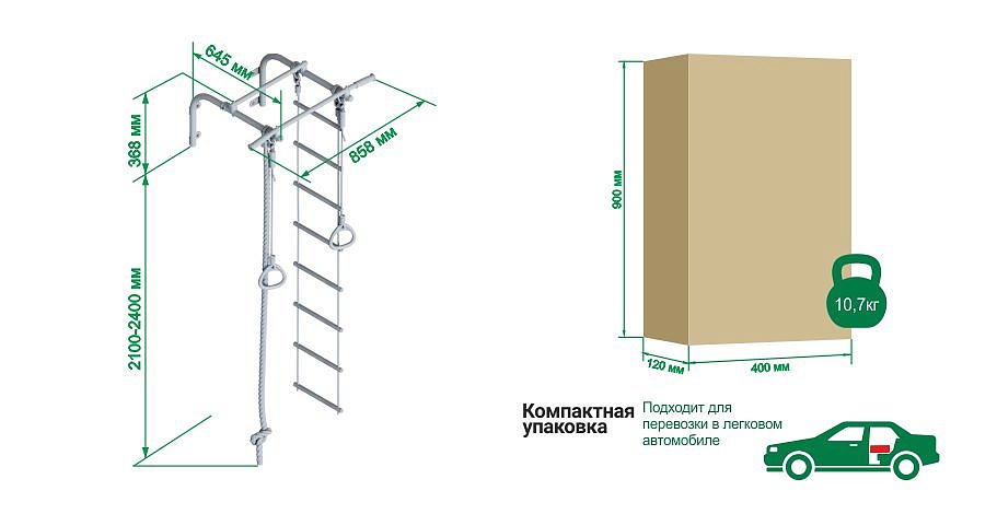 Турник настенный (с навесным оборудованием) Romana T1 (7.01.00-21) белый прованс 911_470