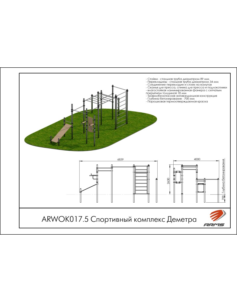 Спортивный комплекс Деметра ARMS ARWOK017.5 785_1000