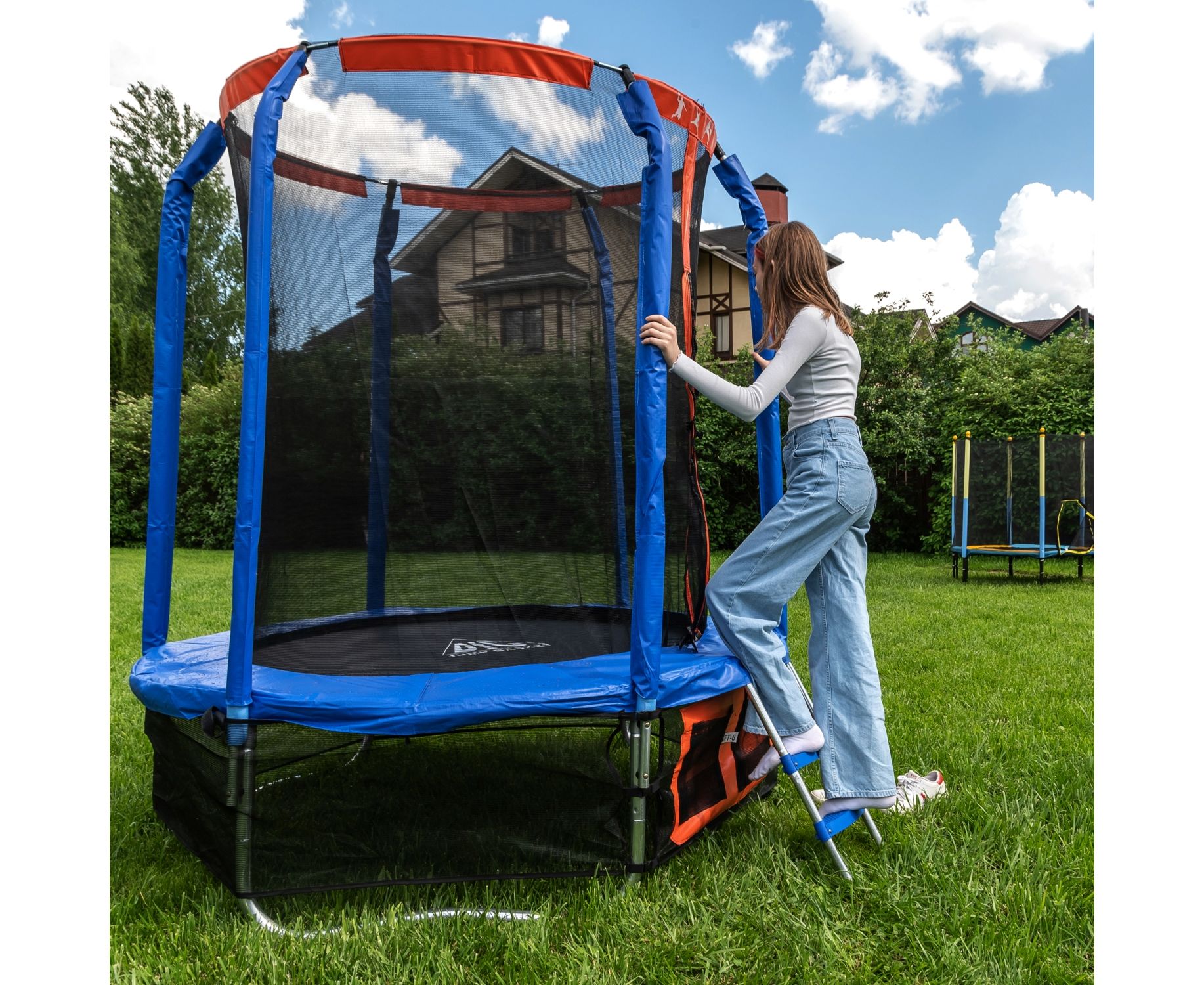 Батут DFC Jump Basket 14ft внутр.сетка, лестница (427cм) 14FT-JBSK-B 1834_1500