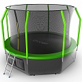 Батут с внутренней сеткой и лестницей EVO Jump Cosmo 12ft + нижняя сеть, зеленый 120_120